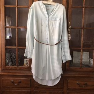 Denim look cotton shirt dress